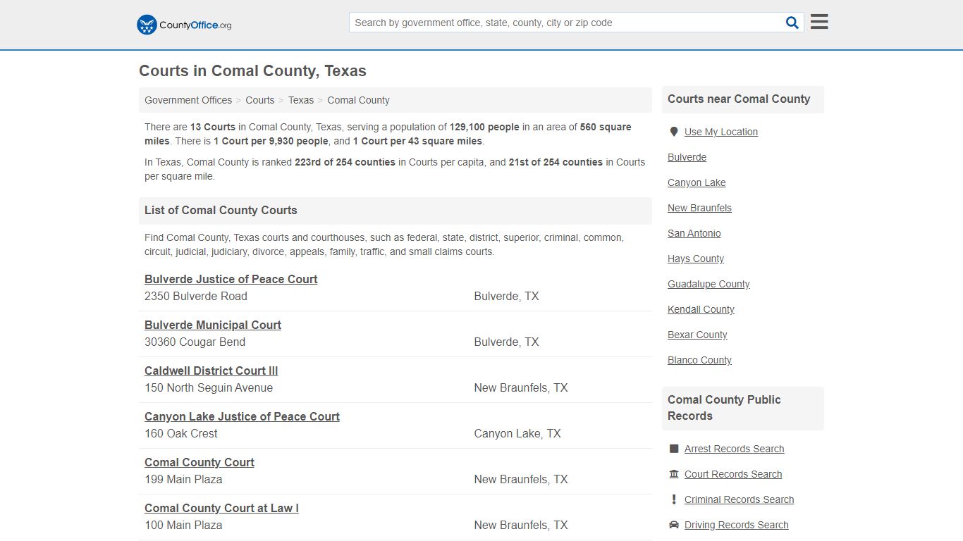 Courts - Comal County, TX (Court Records & Calendars)